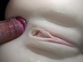 Sexual close-up, penis penetrating snow-white ass